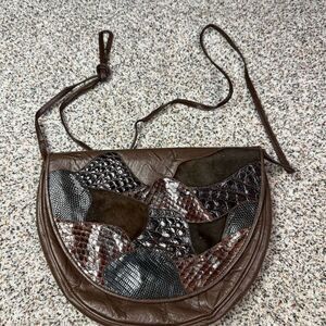 Vintage Carlos Falchi Brown Leather Patchwork Crossbody Bag​